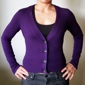BR Purple Women's XS Extra Fine Merino Cardigan